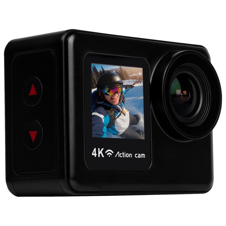 electriQ 4K Ultra HD Dual Screen Waterproof Sports Action Camera - Black