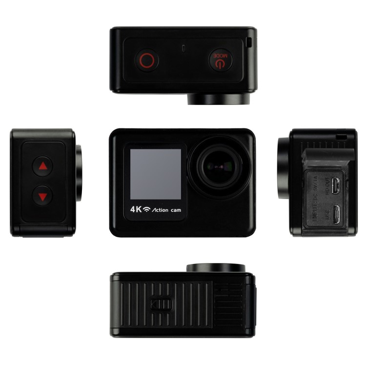 electriQ 4K Ultra HD Dual Screen Waterproof Sports Action Camera - Black